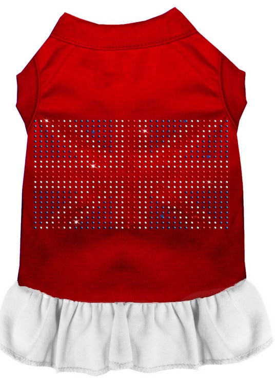 Rhinestone British Flag Dress Red with White Med